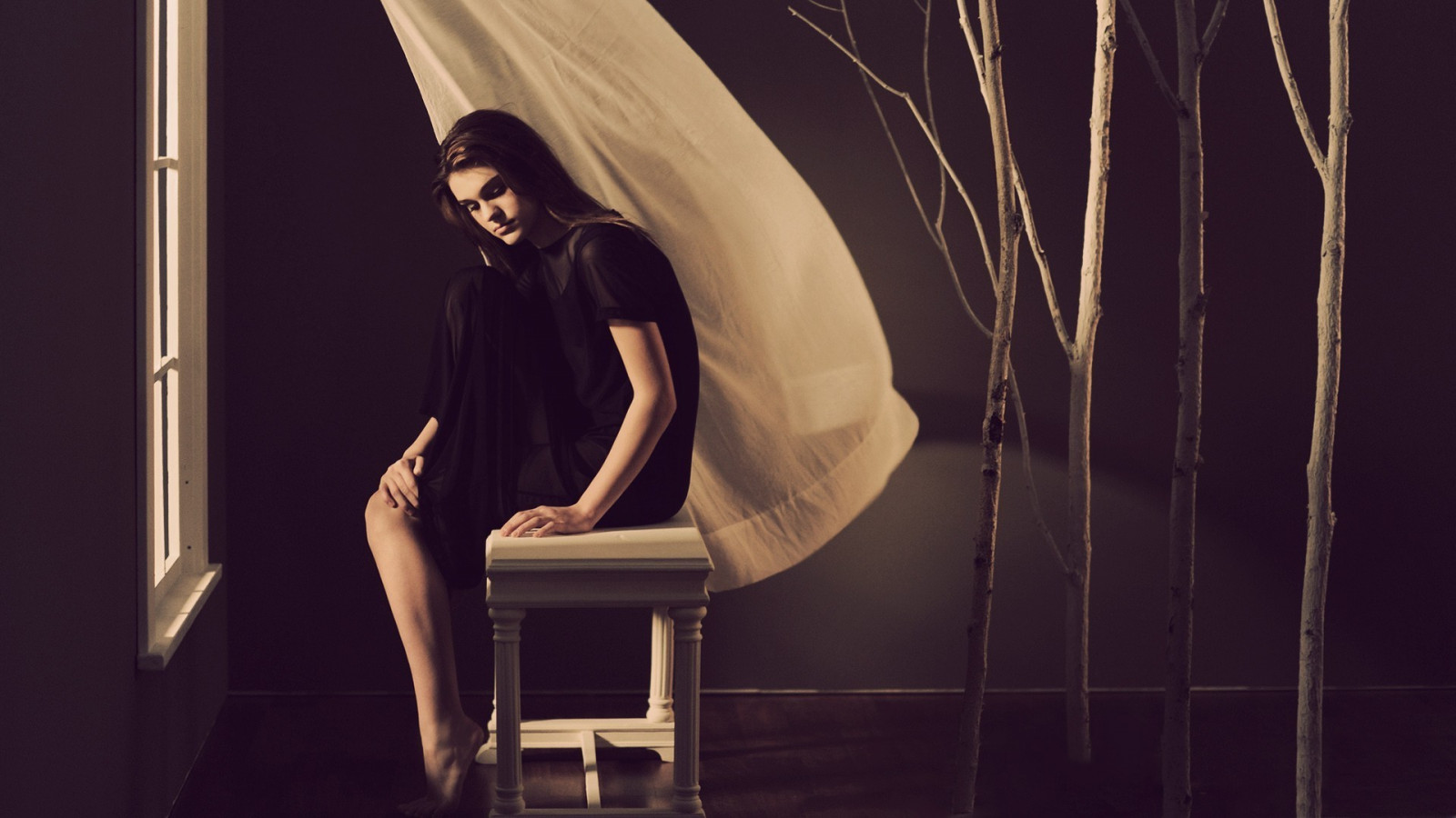 hvid, sort, Kvinder, sidder, fotografering, mode, forår, lys, farve, skønhed, scene, fotografi, mørke, billede, 1920x1080 px, humane positioner, Photo shoot, performance