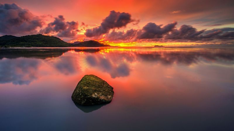 luce del sole, tramonto, mare, acqua, natura, riflessione