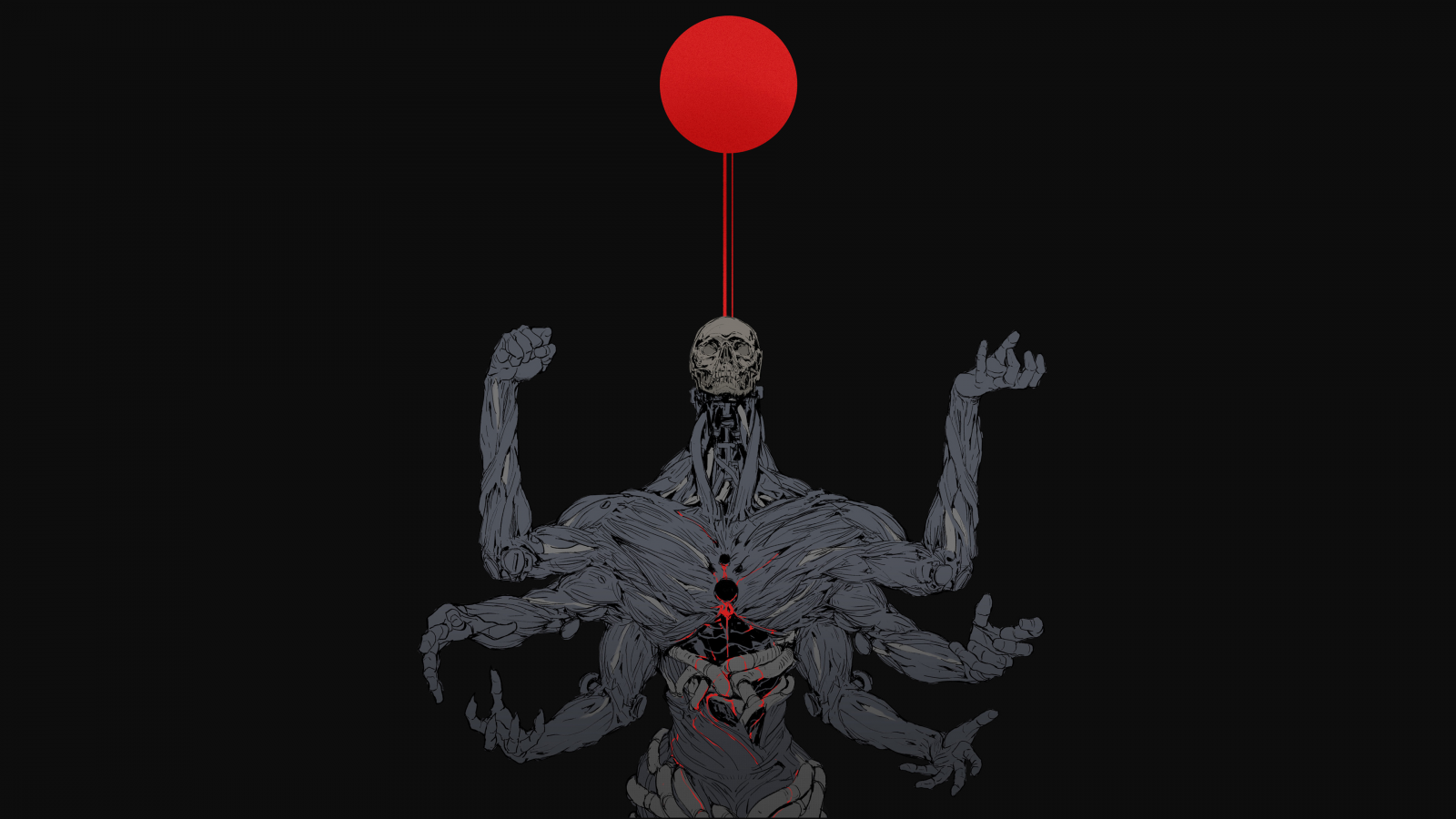 Ching Yeh, digitální umění, lebka, ostatky