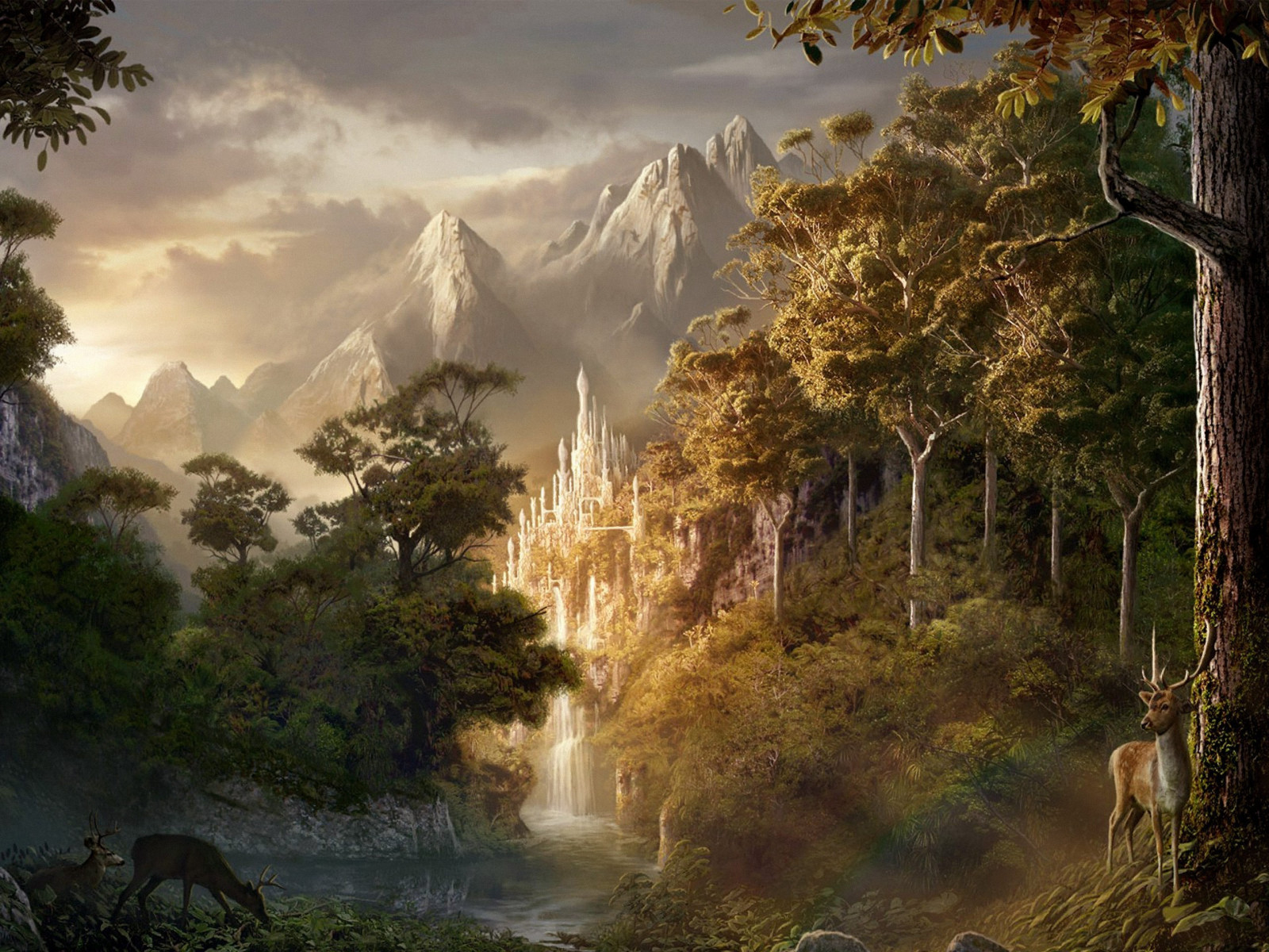 sollys, landskab, Skov, vandfald, natur, afspejling, morgen, tåge, dal, ødemark, jungle, regnskov, efterår, skærmbillede, levested, naturligt miljø, atmosfærisk fænomen, computer tapet, 2560x1920 px, vand funktion