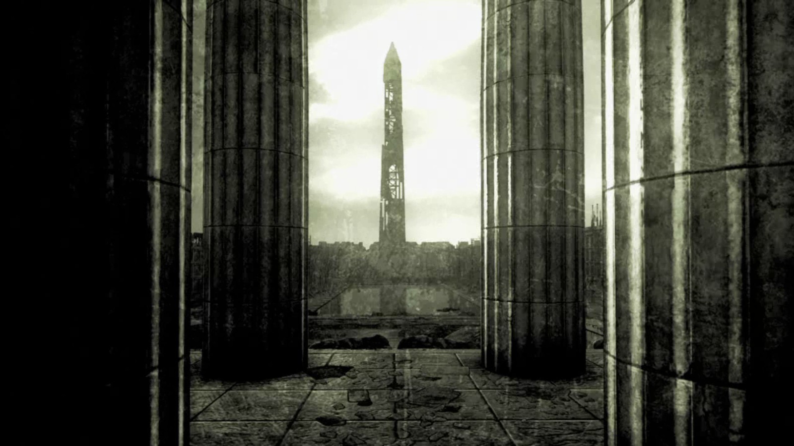 slunečnímu záření, černobílý, stín, umělecká díla, symetrie, textura, Spad, Fallout 3, světlo, tma, Snímek obrazovky, atmosférický jev, Černý a bílý, monochromatické fotografování