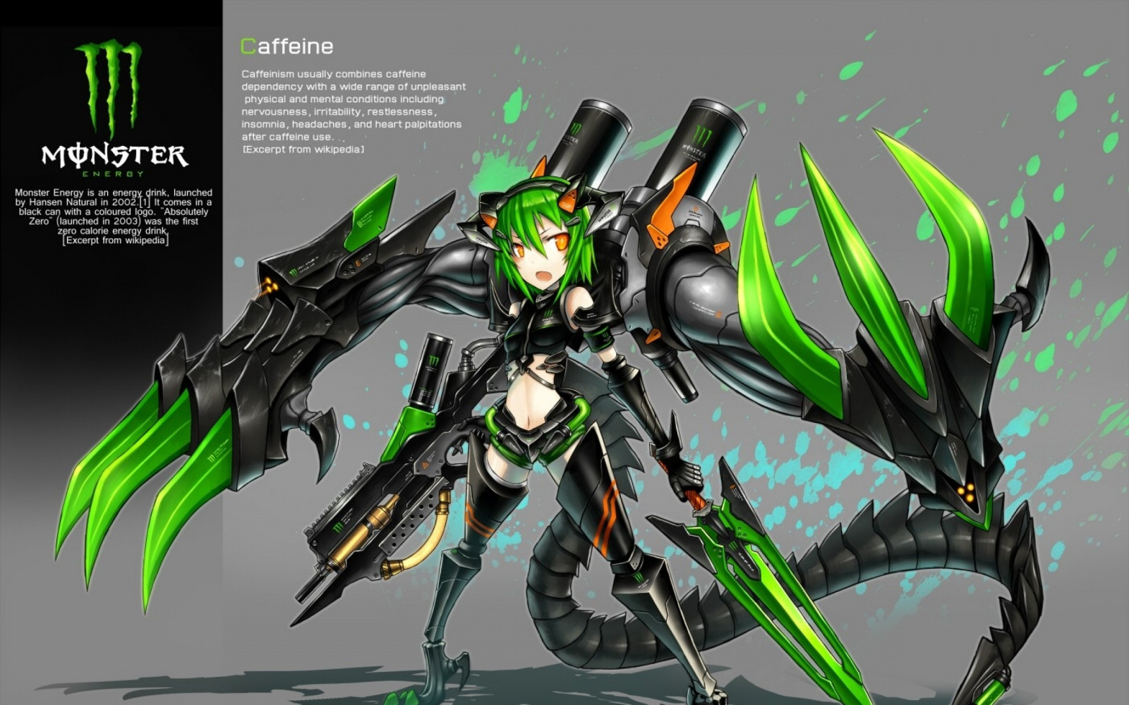 ilustrace, anime, anime dívky, Původní znaky, monster Energy, GIA, mecha, 2560x1600 px