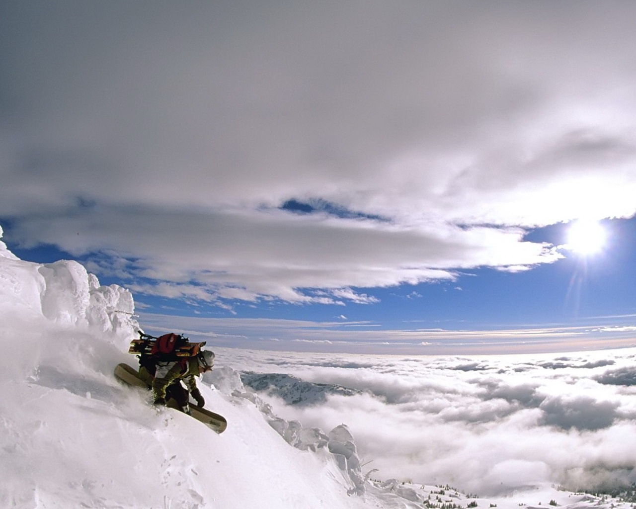 landskab, vand, himmel, sne, vinter, skyer, is, Arctic, snowboard, Fryser, top, Sky, træ, bjerg, bølge, eventyr, ekstrem, afstamning, geologisk fænomen, bjergkæde, ekstrem sport, iskold landskabsform, meteorologisk fænomen, højde