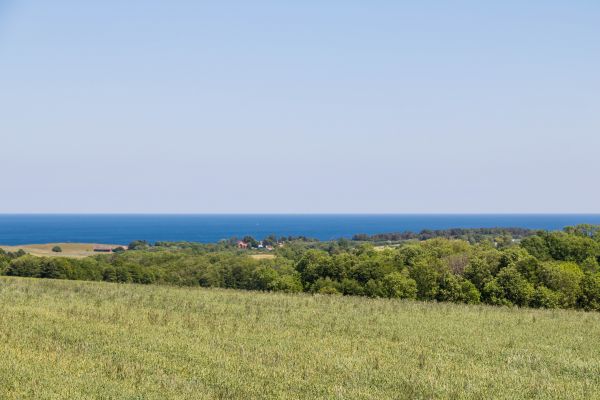 hill, grass, sky, sea, bay, shore