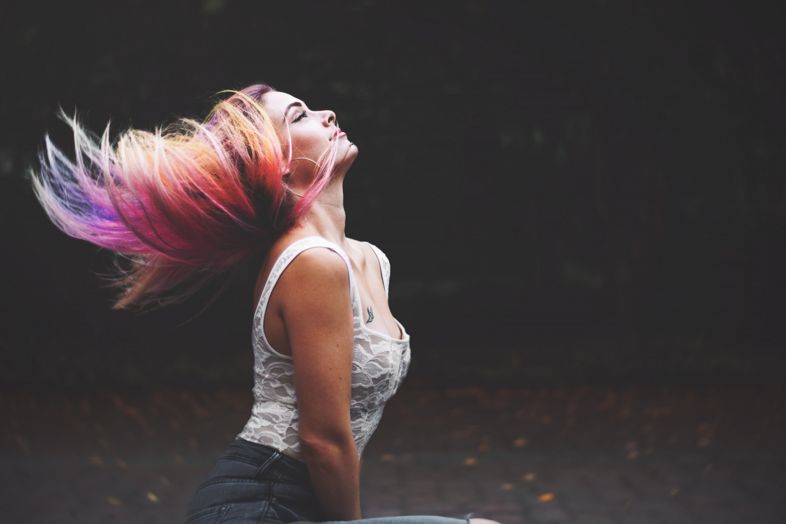 sportovní, barvitý, ženy venku, ženy, model, tetování, zábava, krása, tanec, smysl, sval, focení, performance, múzických umění, moderní tanec