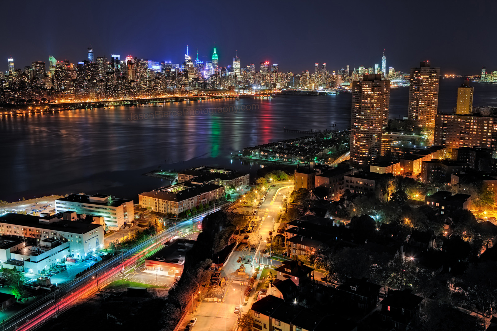 město, nyc, newyork, odraz, fotografování, New Jersey, realestate, mrakodrapy, nj, snímky, nejlepší, galaxie, pohledy, metropole, v noci, guttenberg, Northbergen, JPP, 2013, jasonpierce, jacobsferry, bullsferry