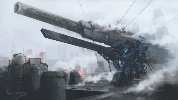 fantasy art,digital art,artwork,Video Game Art,Armored Core,mechs