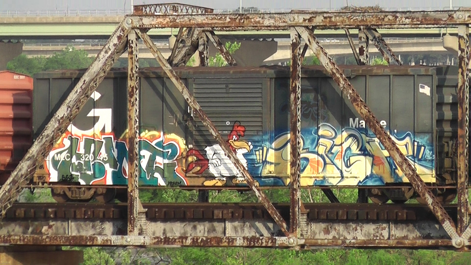 Wallpaper : car, vehicle, train, cartoon, bridge, graffiti, street art