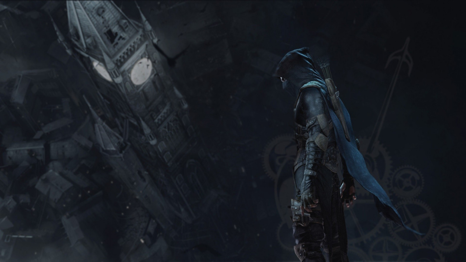 videogiochi, città, guanti, cappe, Ladro, Ninjas, clocktowers, frecce, nave fantasma, armature di cuoio, oscurità, immagine dello schermo, 1920x1080 px, sfondo del computer
