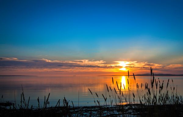 sunset,sky blue,landscape,river,nature,water