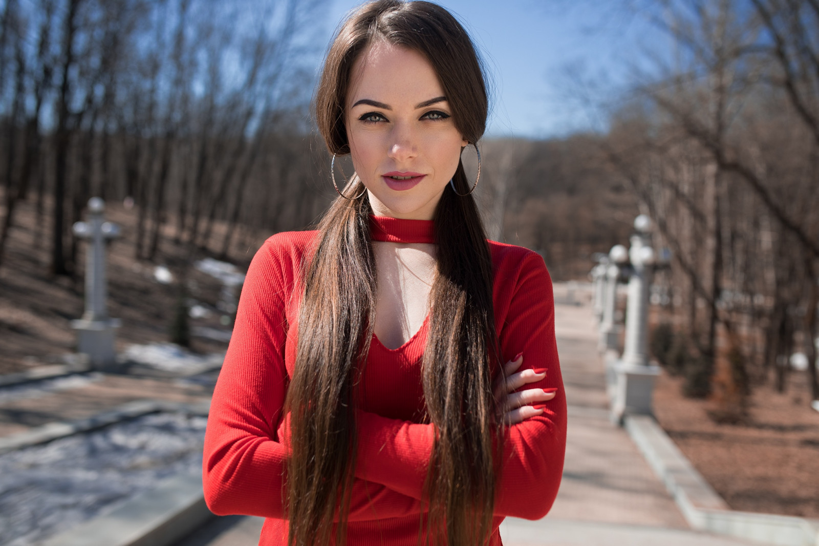 배경 화면 : Ekaterina Kononova, 드미트리 Sn, 여자들, 모델, 갈색 머리의, 돌연변이, 긴 머리, 후프 ...