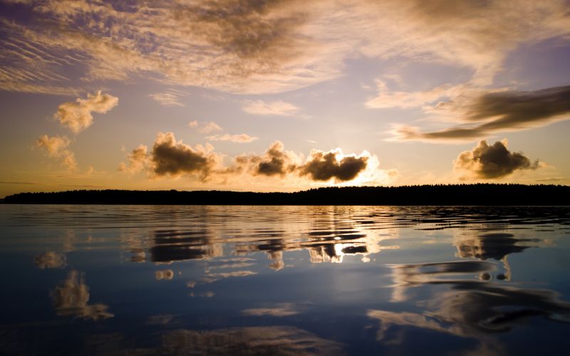 nuvens,céu,lago,superfície,pulmões,reflexão