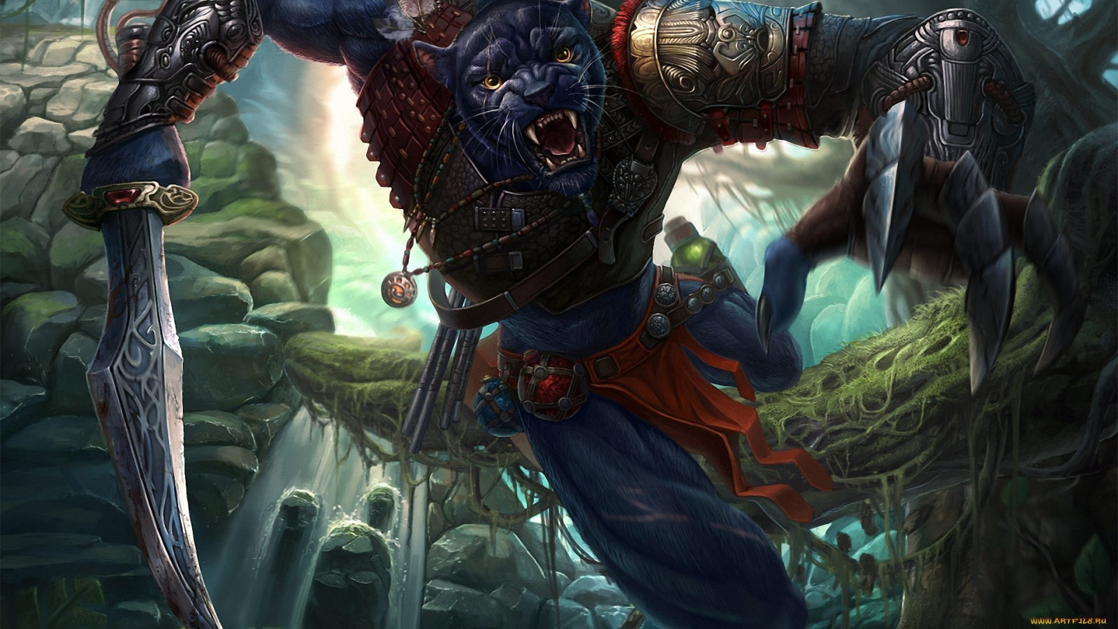 stromy, umělecká díla, brnění, meč, džungle, komiks, jaguáři, hry, Snímek obrazovky, válečný magnát, fiktivní postava, pc hry, komiks