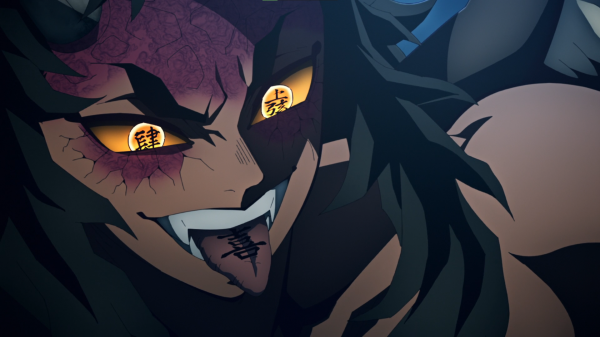 Kimetsu no Yaiba,glowing eyes,demon,Demon face,anime,Anime screenshot