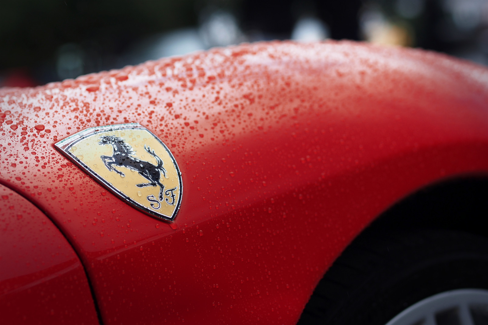 Wallpaper : water, car, red, vehicle, rain, Canada, bokeh, Ferrari