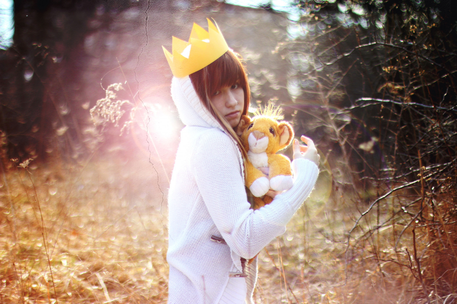 slunečnímu záření, bílý, Příroda, Červené, tráva, pole, fotografování, žlutý, kapuce, přátelství, svetr, vlk, Simba, koruna, emoce, štěstí, jaro, pšenice, oblečení, Věc, světlo, strom, podzim, chlapec, dítě, rostlina, divoký, dívka, zábava, fotografie, počítač tapeta, obratlovců, plyš, kde jsou ty divoké věci