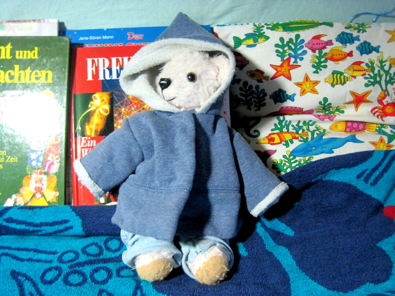 Teddychen, Teddys, plyšoví medvídci, kleidung, Mein1selbstgemachterteddy, Rosapl schfellselbstgef rbt, Graueaugen, Rosapl sch, Selbstgemacht, ruční, 1996, rosa, Pl sch, teddy, Rosafell, Tedychen, Medvídek