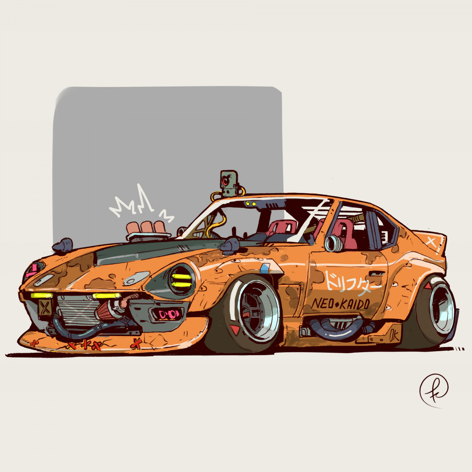 Wallpaper car, modified, custom, cyberpunk, Fernando Correa, digital art 1920x1920 Kiaressy