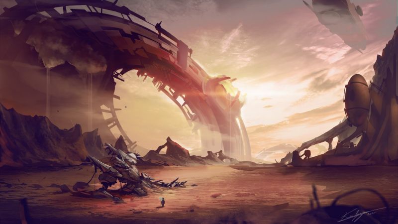 fantasy umění, prostor, umělecká díla, krajina, futuristický, večer fantasy umění, prostor, umělecká díla, krajina, futuristický, večer