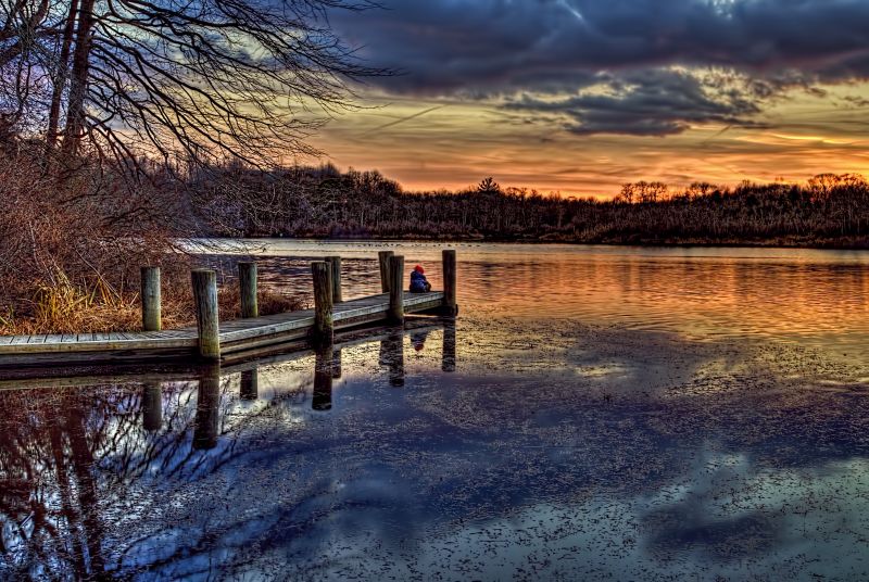 odraz, voda, Příroda, nebe, mrak, jezero