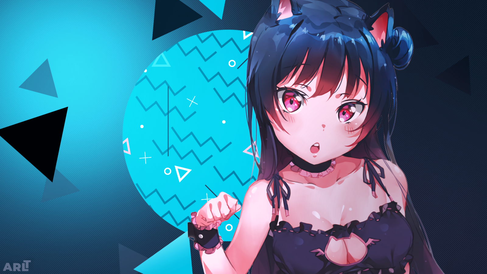 Love Live Sunshine, kočičí uši, Yoshiko Tsushima, anime dívky, podprsenka