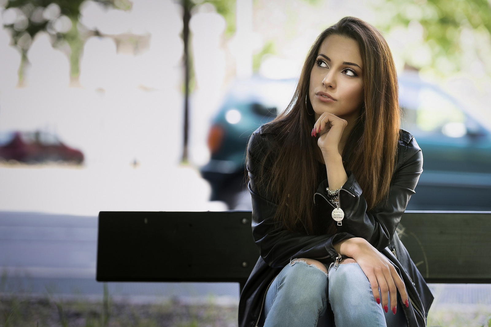 bruneta, model, dlouhé vlasy