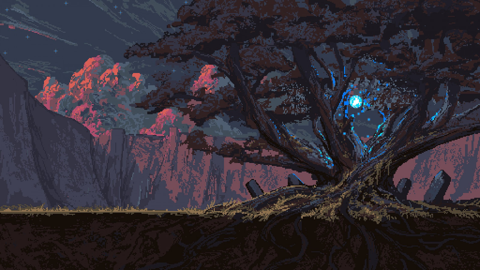 Wallpaper : 1920x1080 px, magic, Noah Bradley, pixel art, roots, trees