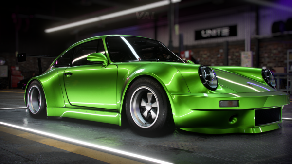 Need for Speed Heat,car,green cars,1973 Porsche Carrera 2 7 RS,Garage,widebody