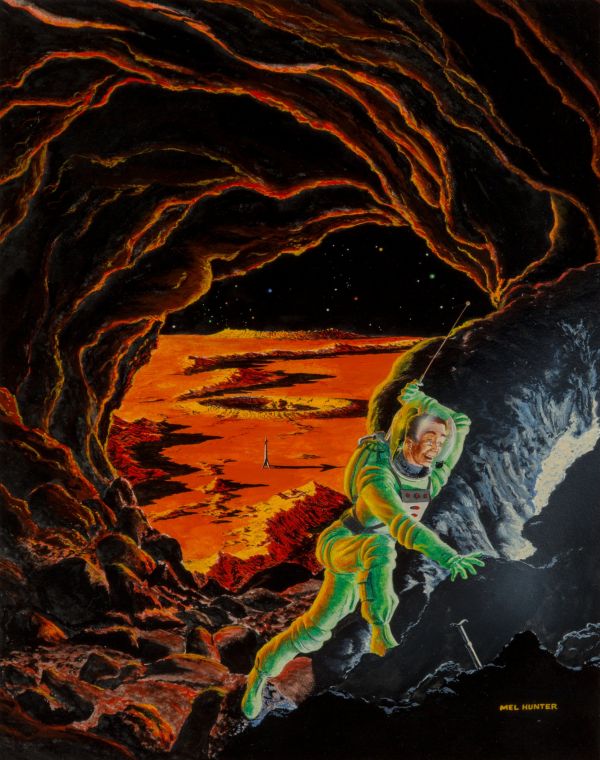 Pulp Magazine,spacesuit,planet,mining,rocket,crater