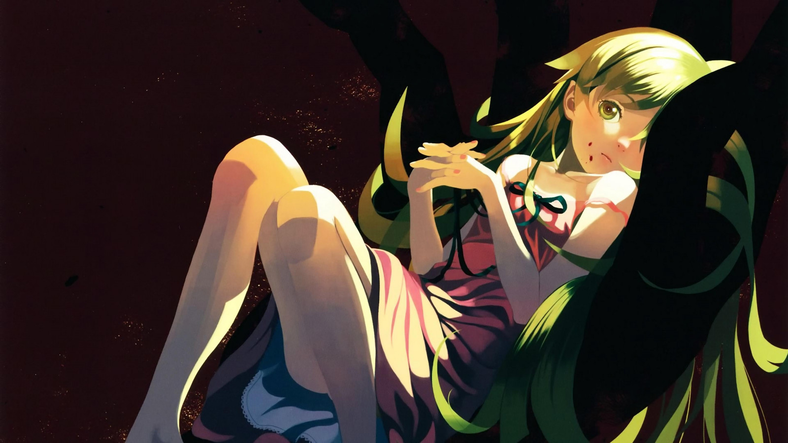 bionda, capelli lunghi, Monogatari, anime, anime girls, Oshino Shinobu, i fumetti, immagine dello schermo