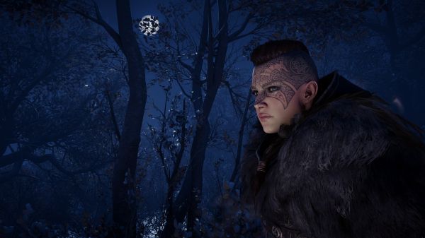 Assassin Creed,Assassin's Creed Valhalla,Reshade,bulan purnama,hutan,malam
