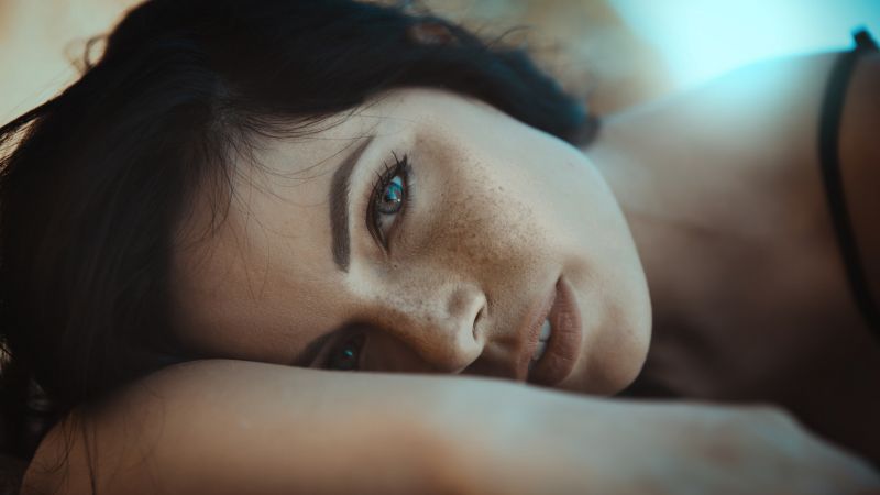 ženy, portrét, tvář, model, tmavé vlasy, Pehy ženy, portrét, tvář, model, tmavé vlasy, Pehy