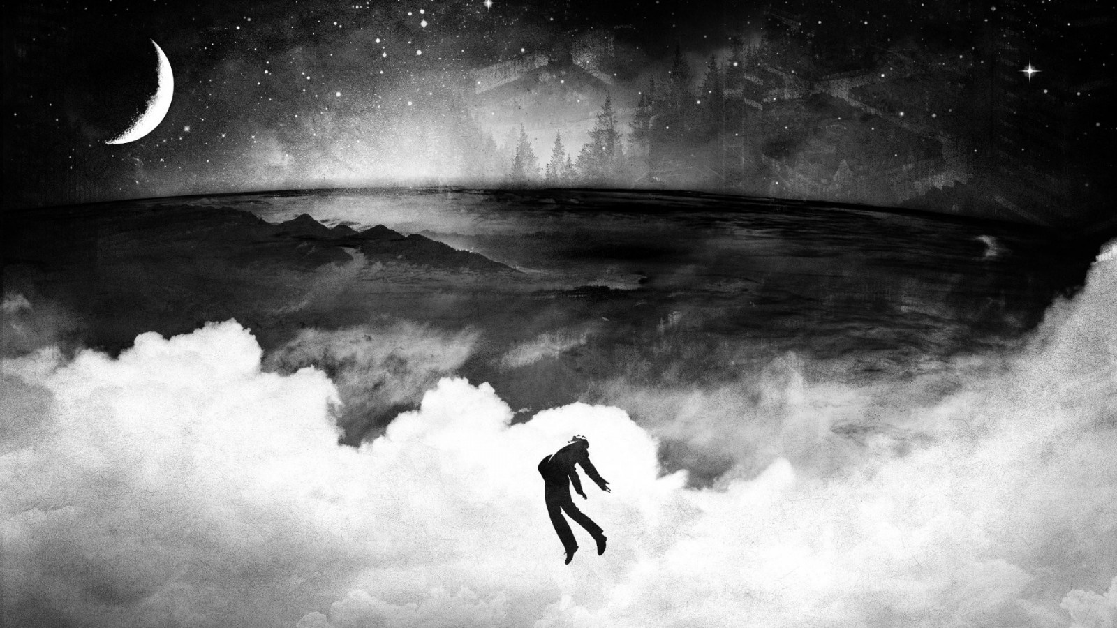 bílý, Černá, černobílý, noc, fotografování, Měsíc, manipulaci s fotografiemi, atmosféra, padající, mrak, vlna, tma, Atmosféra Země, Černý a bílý, monochromatické fotografování