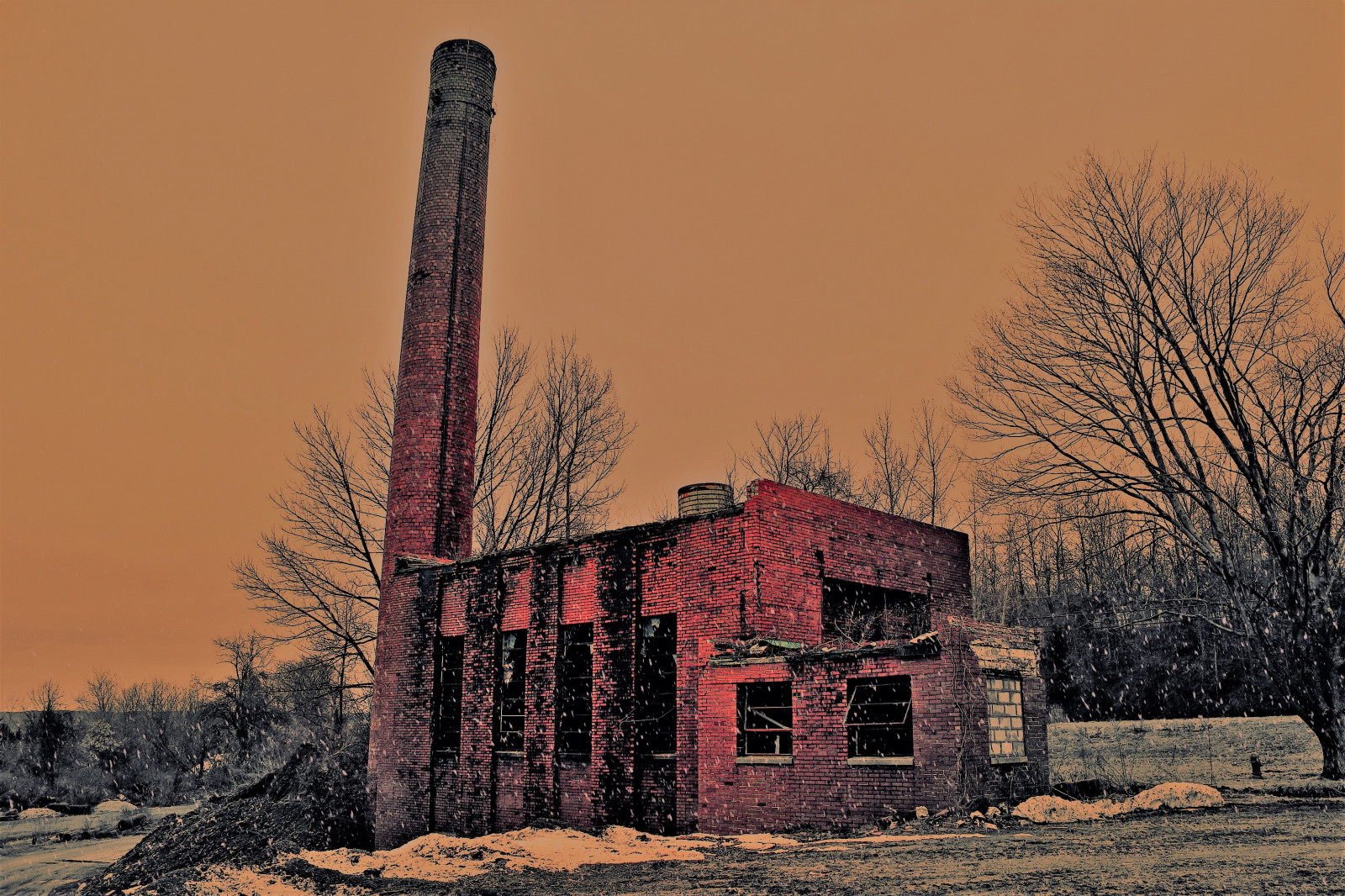 Wallpaper landscape, old, building, sky, snow, winter, bricks, house