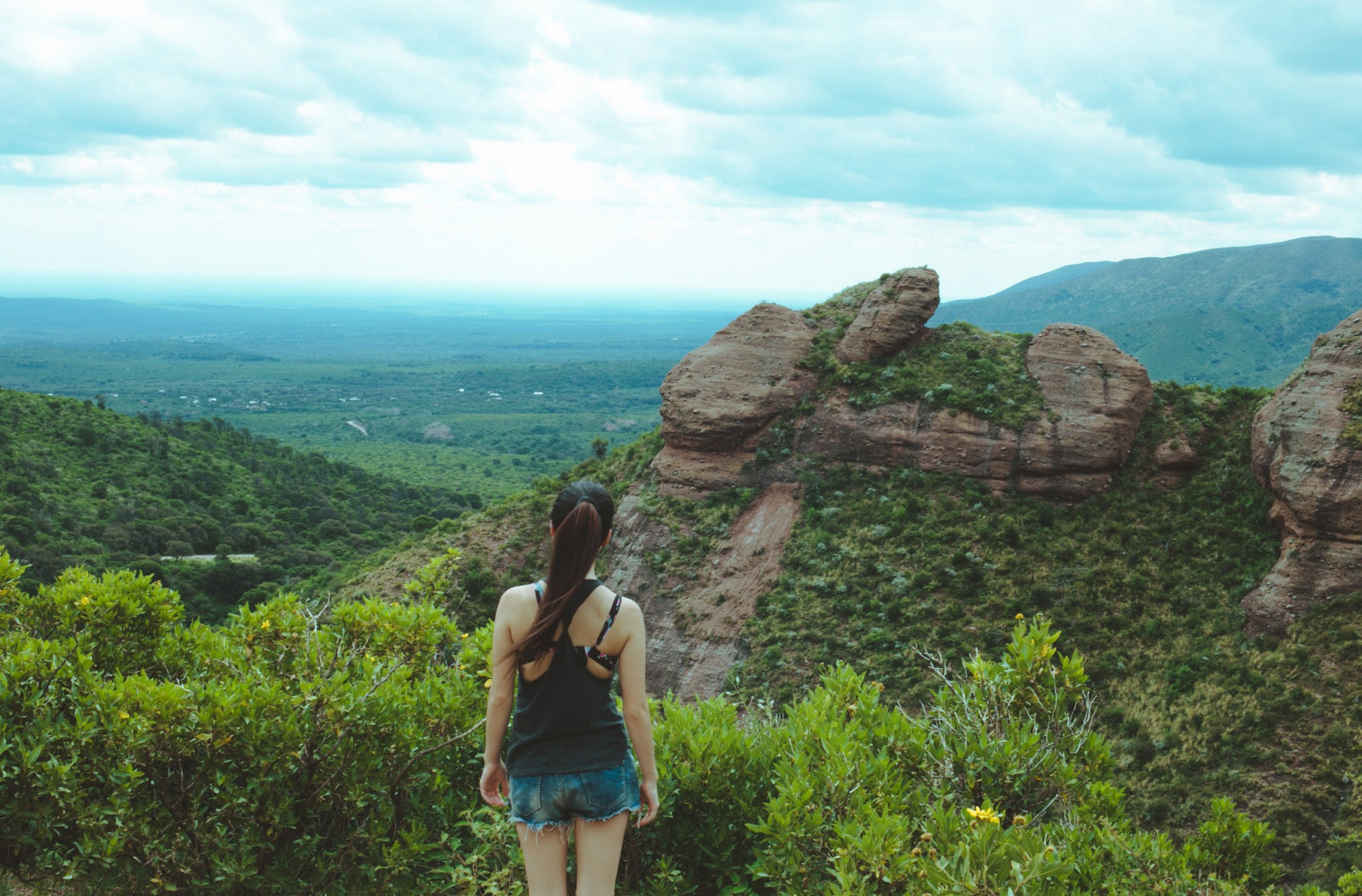 Wallpaper sports, landscape, women outdoors, hill, rock, nature, Tourism, jean