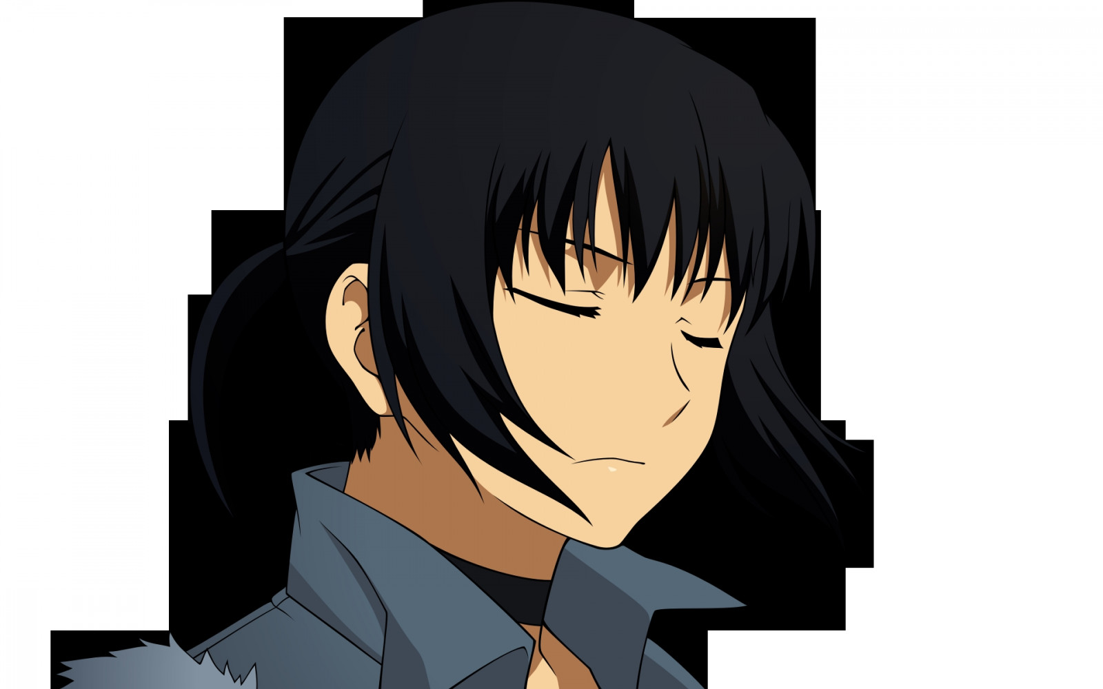 tvář, ilustrace, anime, bruneta, kreslená pohádka, černé vlasy, Canaan, dívka, mangaka, zavřenýma očima, Alphard