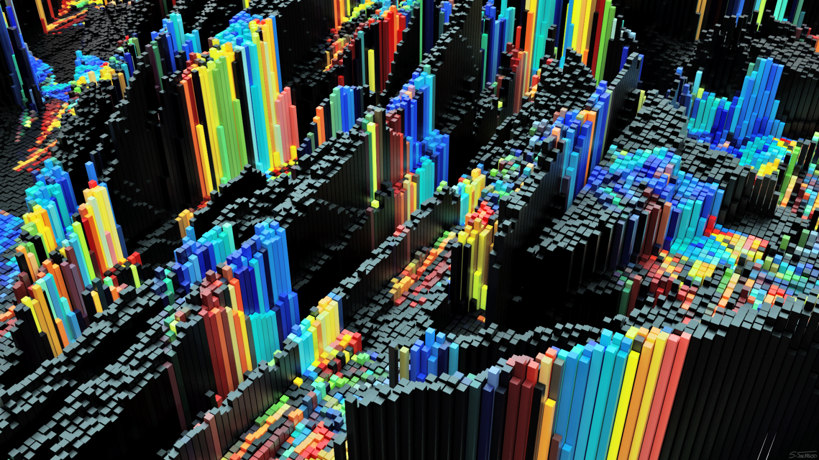 Wallpaper abstract, 3D, Blender, colorful, digital art 1920x1080
