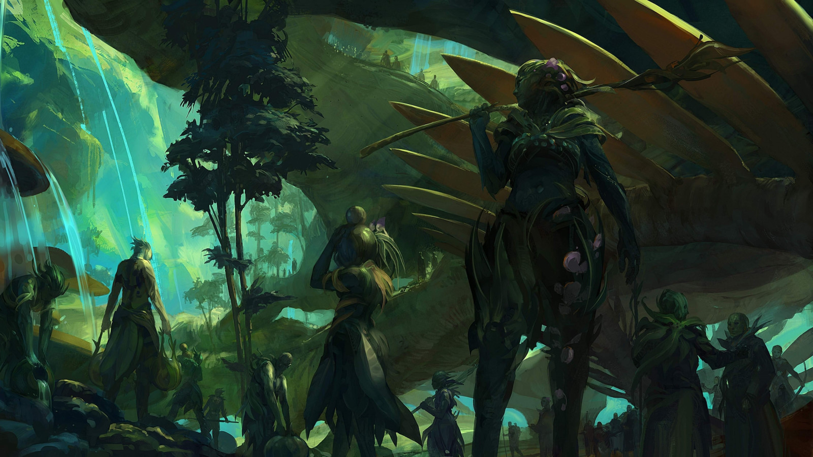 digital kunst, fantasy art, jungel, Guild Wars 2, mytologi, Sylvari, skjermbilde, skrivebordsbakgrunn