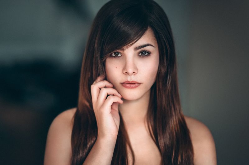 tvář, ženy, model, portrét, dlouhé vlasy, bruneta tvář, ženy, model, portrét, dlouhé vlasy, bruneta