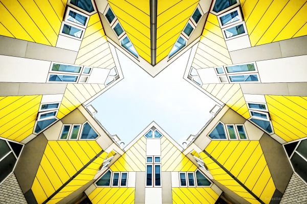 symmetry,house,skyscraper,yellow,illustration,pattern