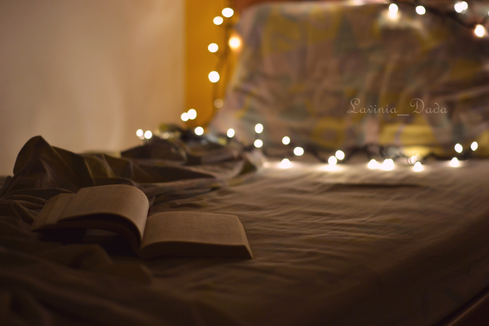 Wallpaper love, night, reading, lights, book, bed, soft, sweet, bokeh, sheets, romantic