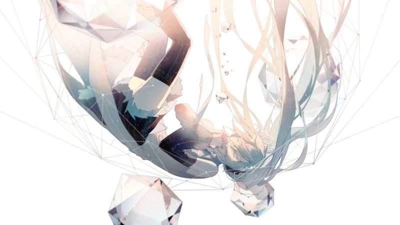 ilustrace, anime, Vocaloid, Hatsune Miku, křídlo, punčochy ilustrace, anime, Vocaloid, Hatsune Miku, křídlo, punčochy
