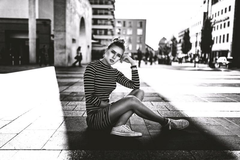 bílý, Černá, ženy, černobílý, model, ulice bílý, Černá, ženy, černobílý, model, ulice