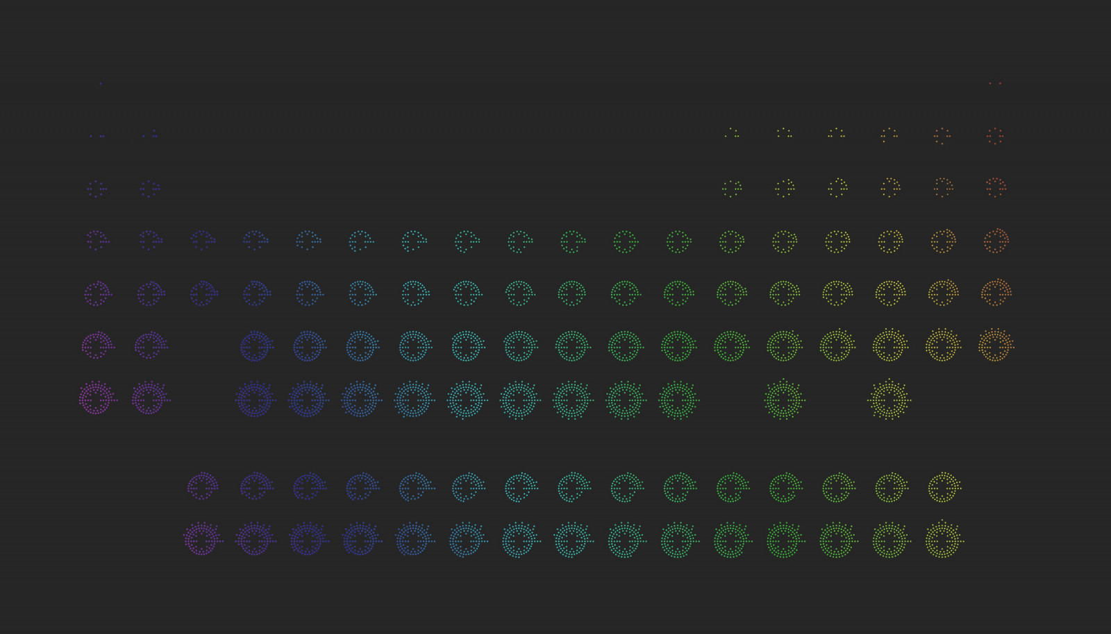 minimalismo, testo, cerchio, marca, tavola periodica, atomi, elettroni, forma, linea, numero, immagine dello schermo, presentazione, sfondo del computer, font