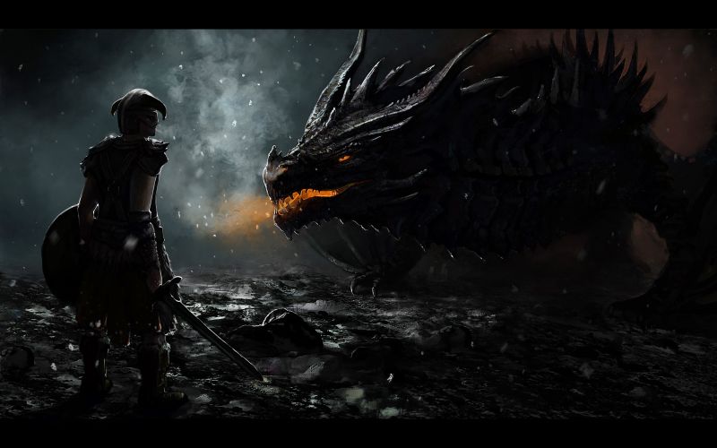 The Elder Scrolls V Skyrim, půlnoc, tma, Snímek obrazovky, počítač tapeta, drak The Elder Scrolls V Skyrim, půlnoc, tma, Snímek obrazovky, počítač tapeta, drak