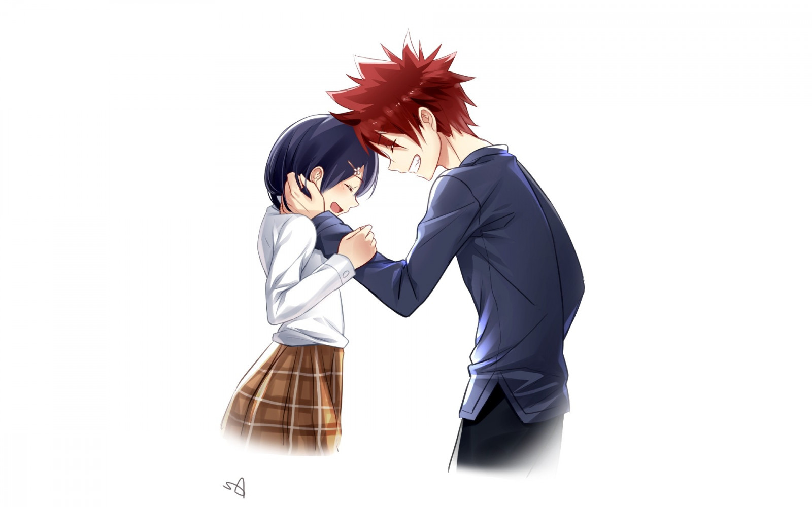 ilustrace, anime, kreslená pohádka, Shokugeki no Souma, Yukihira Soma, Tadokoro Megumi, oblečení, mangaka, interakce