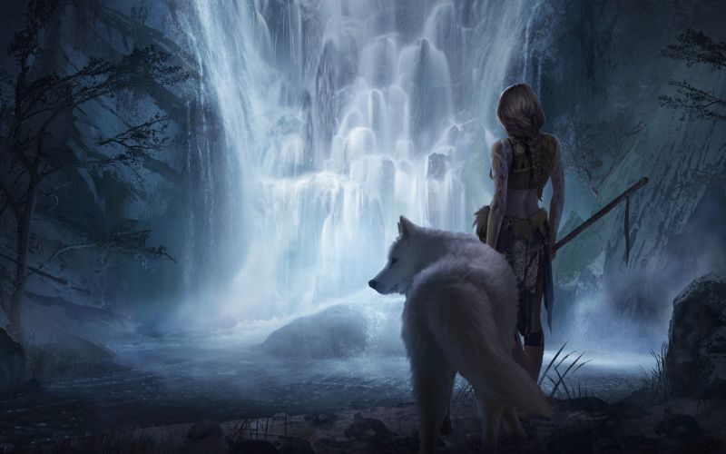 fantasy umění, vlk, loď duchů, ženy, mytologie, tma fantasy umění, vlk, loď duchů, ženy, mytologie, tma