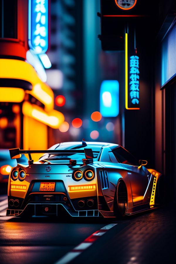 car,ai art,city lights,vertical,licence plates,taillights