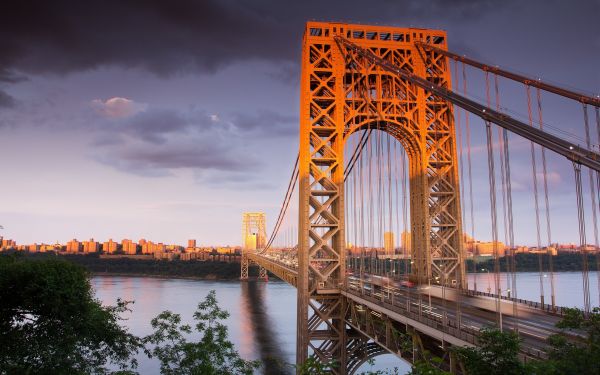 cityscape,reflection,evening,bridge,dusk,George Washington Bridge