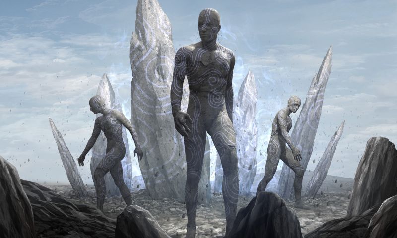 fantasy umění, sochařství, socha, mytologie, Skála, futuristický fantasy umění, sochařství, socha, mytologie, Skála, futuristický